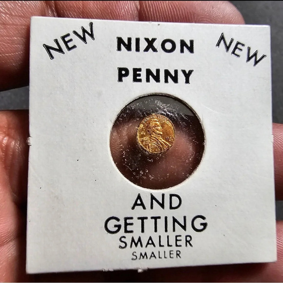 Vintage "Nixon Penny" Small Tiny Collectible Getting Smaller Novelty Coin - Picture 1 of 3